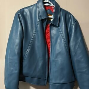 Vintage American Blue and Red Jacket 70s Vegan Leather